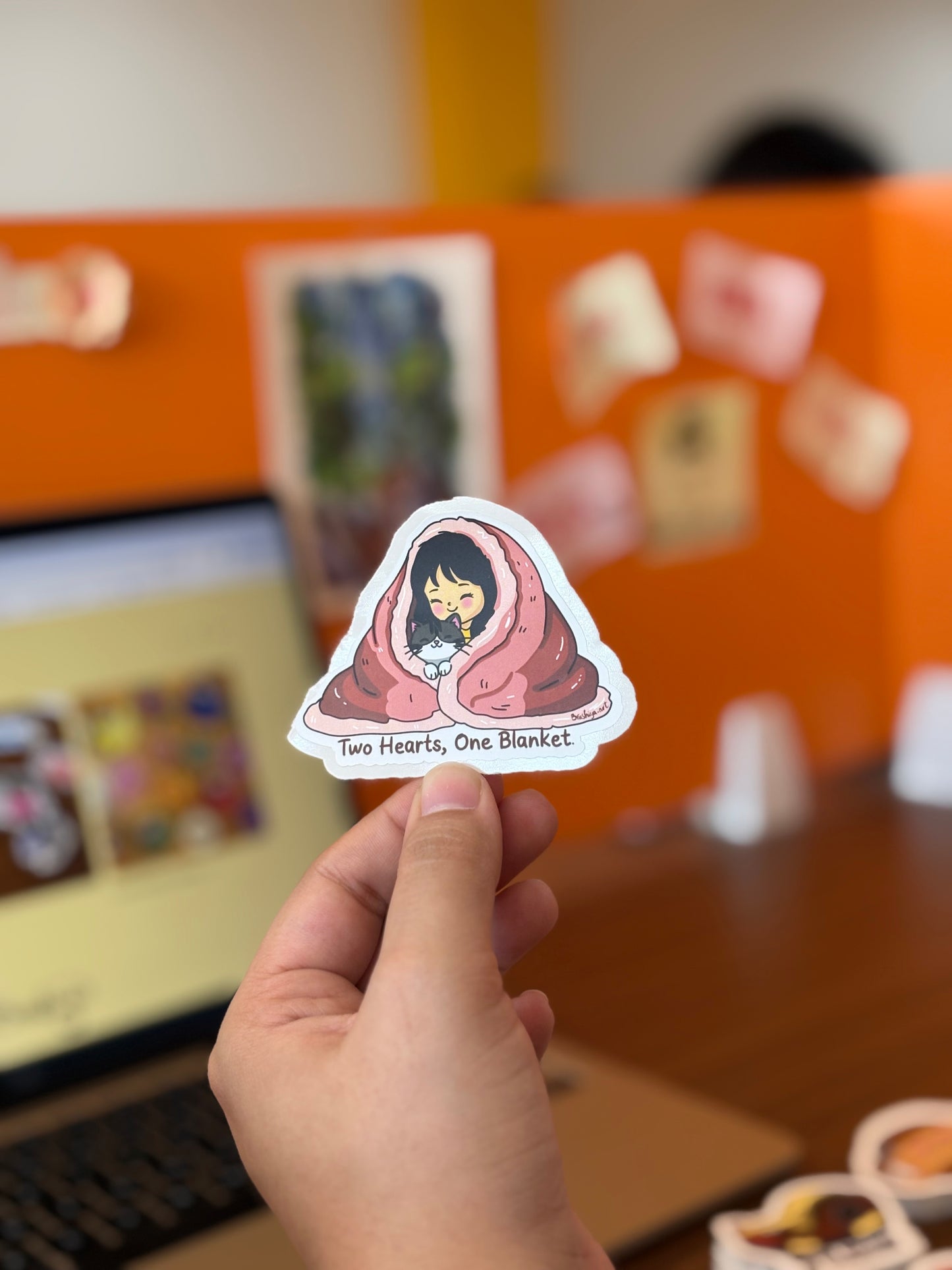 Two Hearts, One Blanket (Cat)