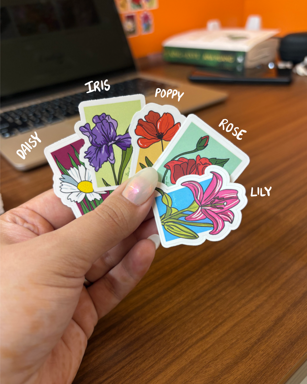 Flower Bookmark and Sticker combo