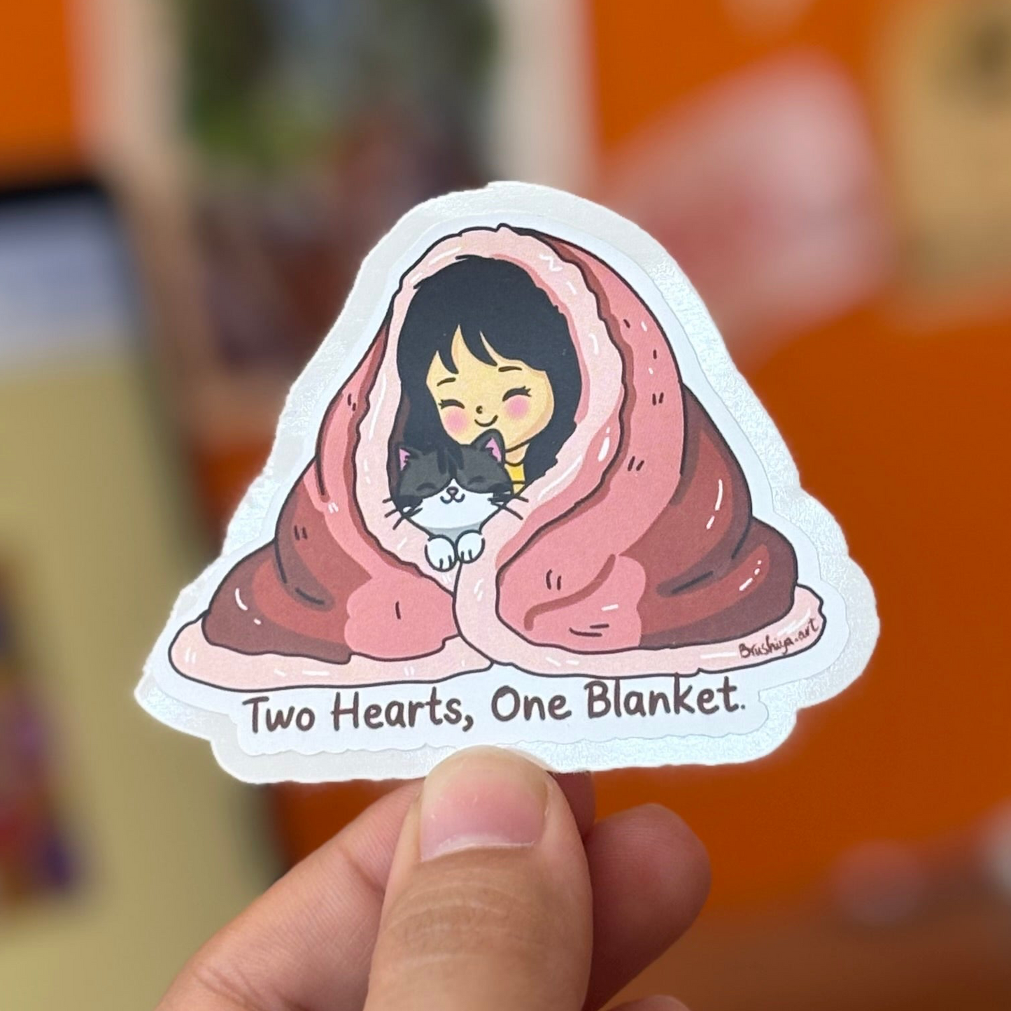 Two Hearts, One Blanket (Cat)