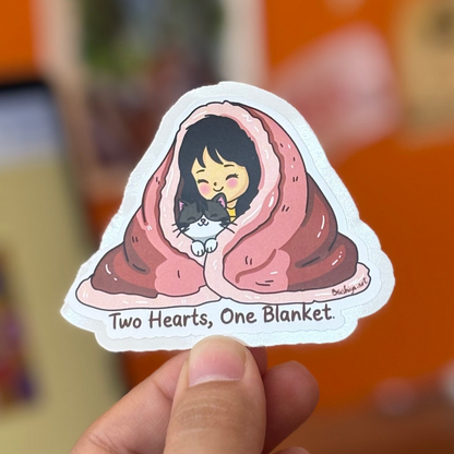 Two Hearts, One Blanket (Cat)