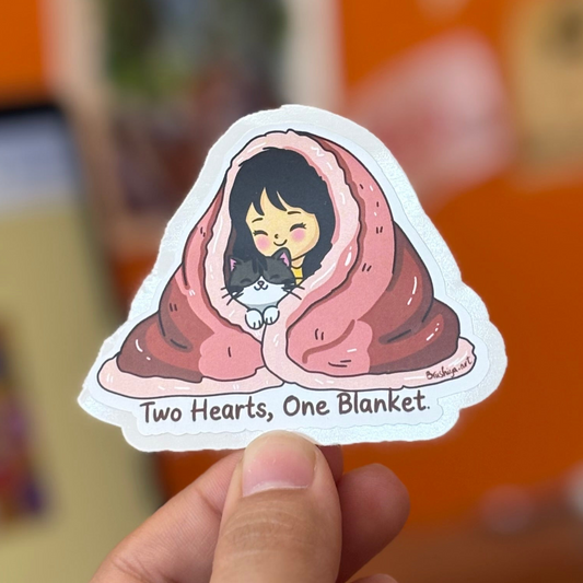 Two Hearts, One Blanket (Cat)