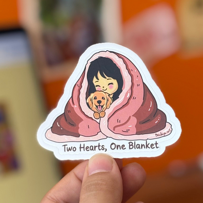 Two Hearts, One Blanket (Dog)