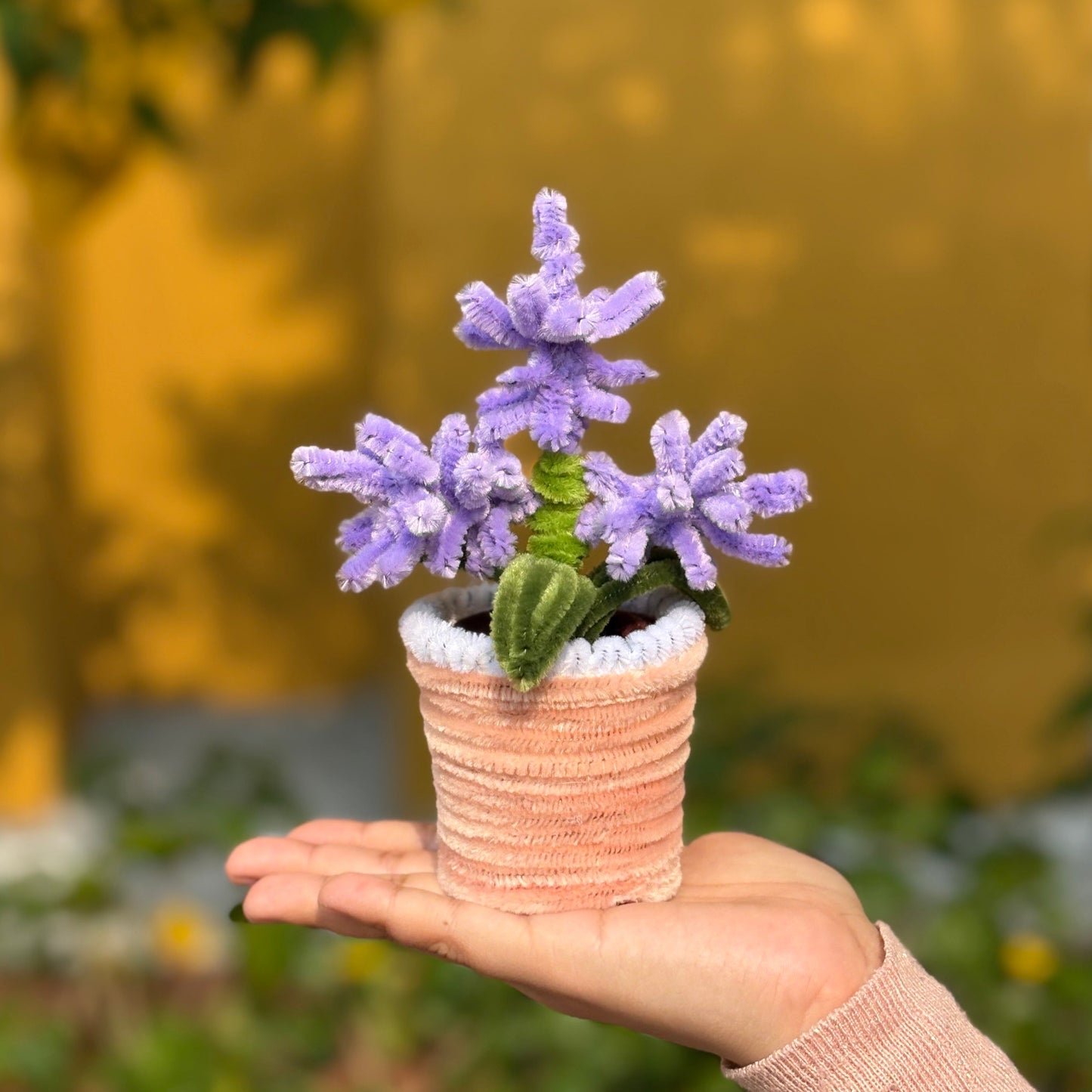 Lavender Pipe Cleaner Flower Pot